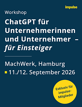Unternehmer-Workshop „ChatGPT und Co. für Unternehmerinnen und Unternehmer – für Einsteiger" am 11./12.09.2026