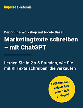 Online-Workshop "Marketingtexte schreiben – mit ChatGPT" Herbst 2024 - Frühbucher